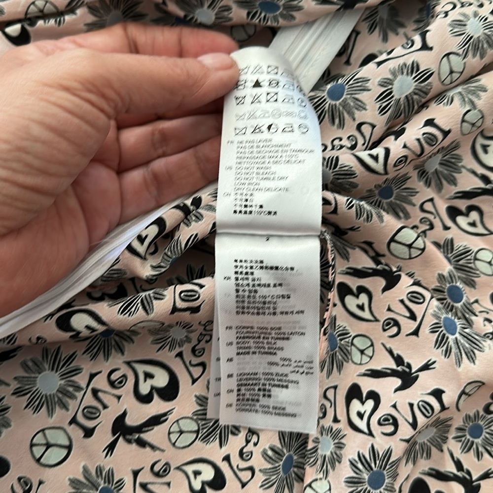 Sandro Dress Rusy Pink peace/love print size 1/S - Picture 3 of 4